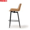 OEM Brown Color PU Upholstery Fabric Seat Metal High Legs Dining Metal Bar Chair Stool