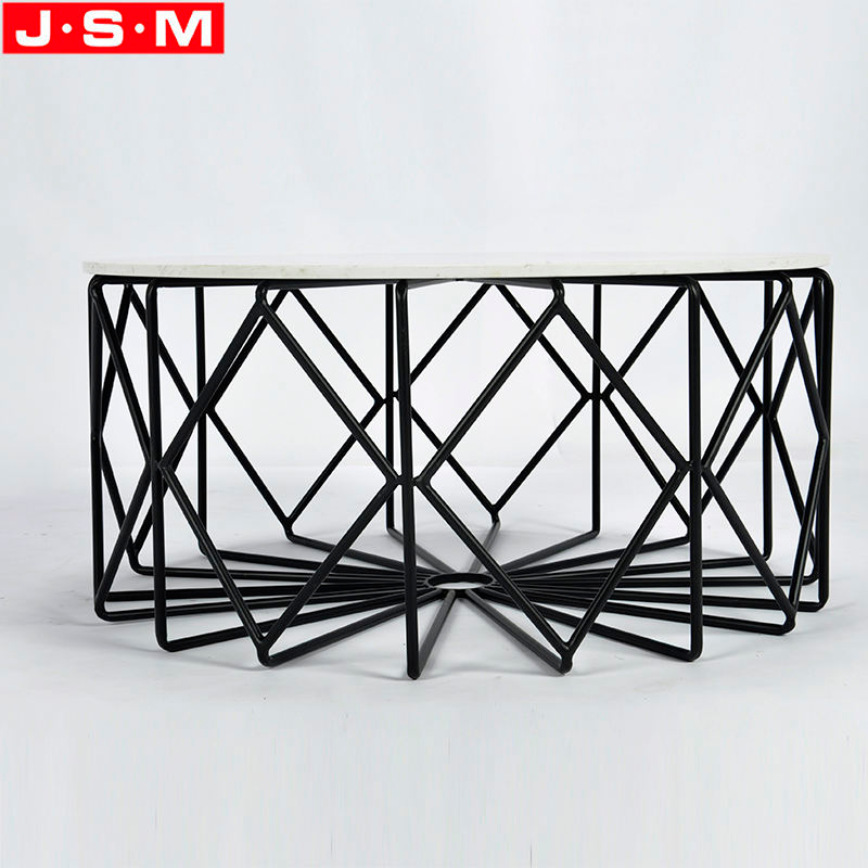 Metal Living Room Rock Slab Table Top Coffee White Round Tea Table