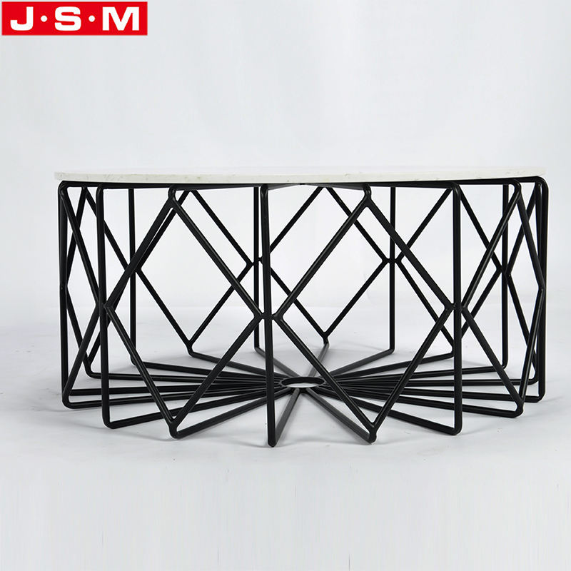 Metal Living Room Rock Slab Table Top Coffee White Round Tea Table