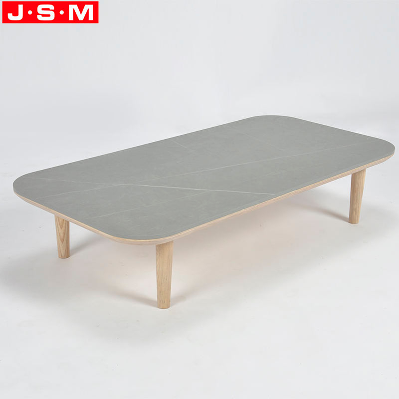 Gray Rock Slab Top Living Room Coffee Table Side Table Square Modern Tea Table