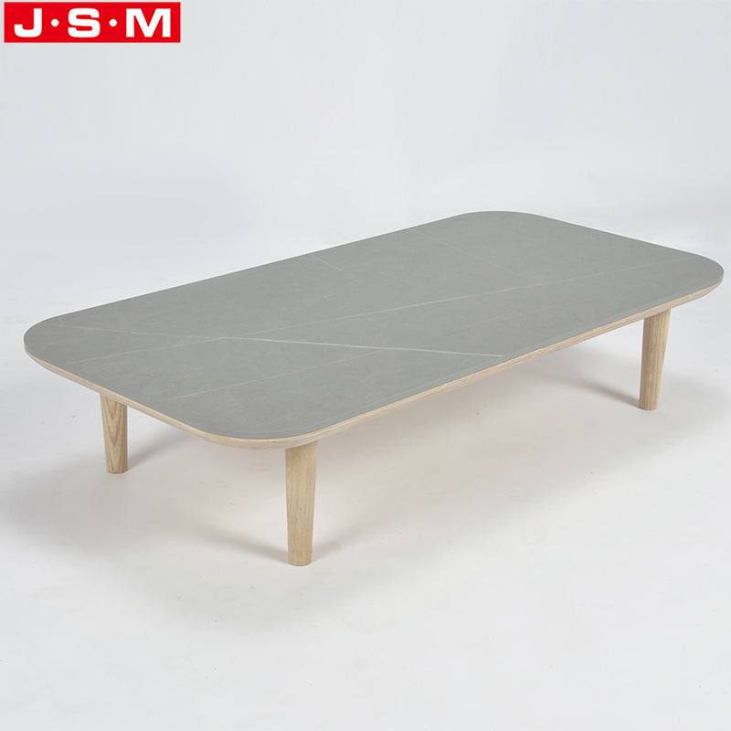Gray Rock Slab Top Living Room Coffee Table Side Table Square Modern Tea Table