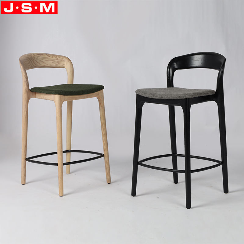 Custom Logo Cushion Fabric High Stool Wooden Bar Stool With High Back