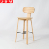 China Supplier Hotel 75cm Seat High Ash Timber Wooden Bar Stool Chair