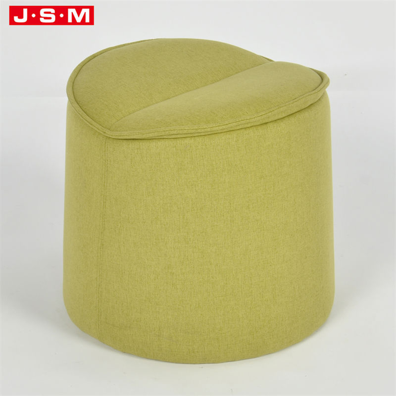 Modern Style Wooden Lounge Dark Khaki Round Stool Space Saving Kids Chair Ottoman Stool