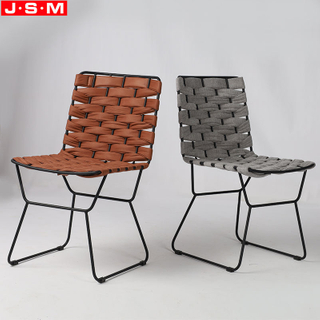 Wholesale Restaurant Dining Room Furniture Metal Weave Belt Seat Dinning Chair
