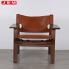 Solid Wood Fabric Nordic Frame Furniture Leisure Rope Outdoor Lounge Leather Armchair