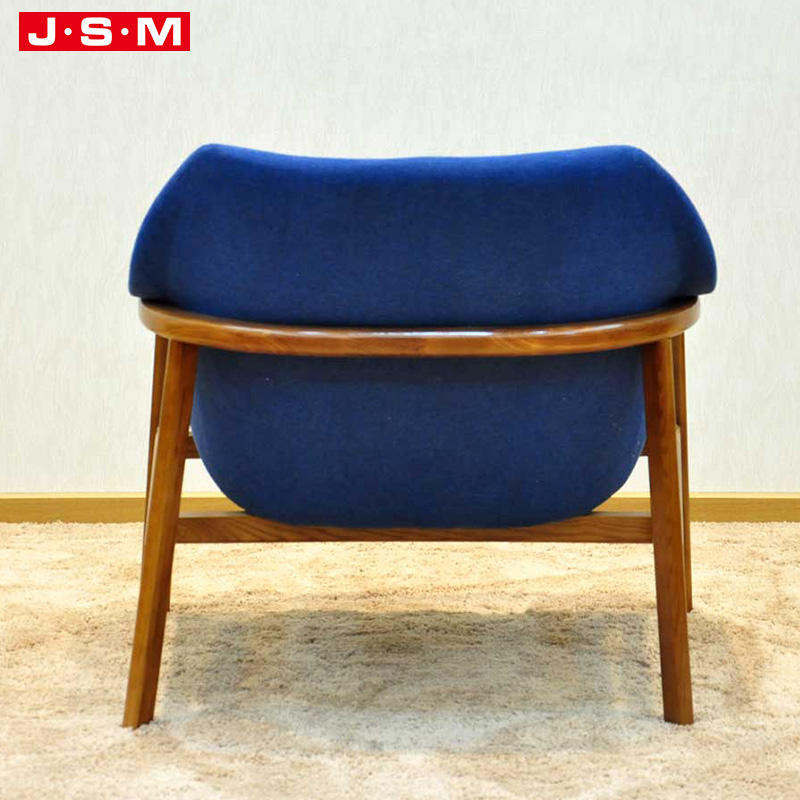 Home Furniture Fabric Cushion Seat Leisure Chair High Back Wooden Leg Armchair