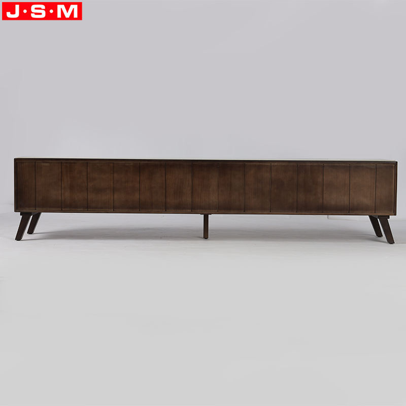 Rock Slab Top Living Room Veneer Carcase Wood Stand TV Cabinet With 5 Drawers