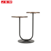 Chinese Nordic Coffee Working Table Solid Wooden Restaurant Veneer Top Metal Base Dining Table