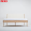 Nordic Square Shape Foam Fabric Headboard Wooden Adults Double Bed