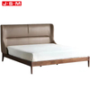 Bedroom Furniture Modern Wooden Double Bed With Fabric Headboard