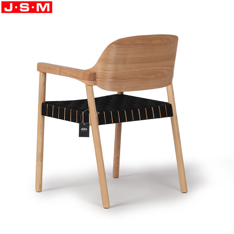 Modern Style Furniture Dining Room Chairs Black Belt Woven Wood Dining Chair