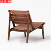 French Artificial Hard Leather Back Armchair Leisure Chair Ash Frame Armchair