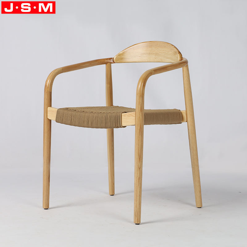 Cotton Rope Seat Dining Chair Home Furniture Restaurant Wooden Timber Frame Dining Chair