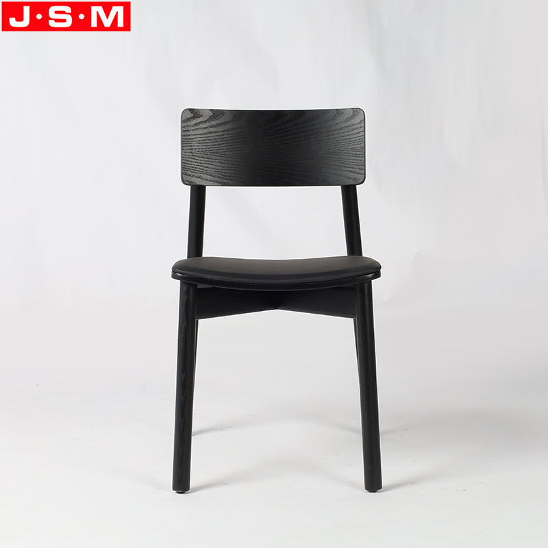 Black Veneer Back Restaurant Cushion Seat Wooden Dining Chair For Dining Room