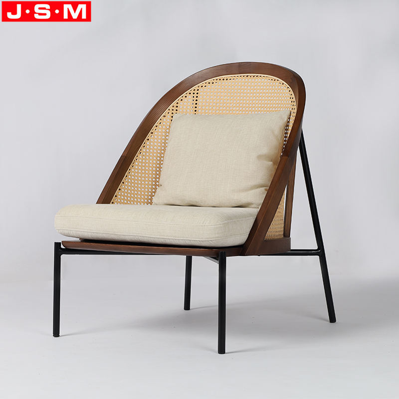 Factory Sale Modern Metal Armchair Home Used Leisure Chair With Plastic Rattan Backrest
