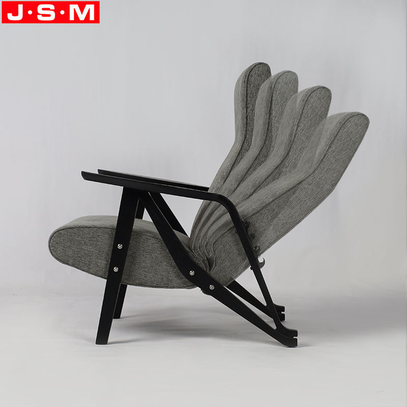 Modern Wood Leisure Chair Reclining Adjustable Backrest Armchair For Living Room Hotel