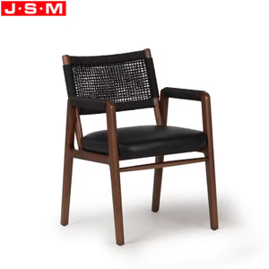 Hot Selling Luxury Quality Dinning Leather Cotton Rope Woven Back Dining Chair