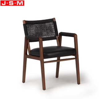 Hot Selling Luxury Quality Dinning Leather Cotton Rope Woven Back Dining Chair