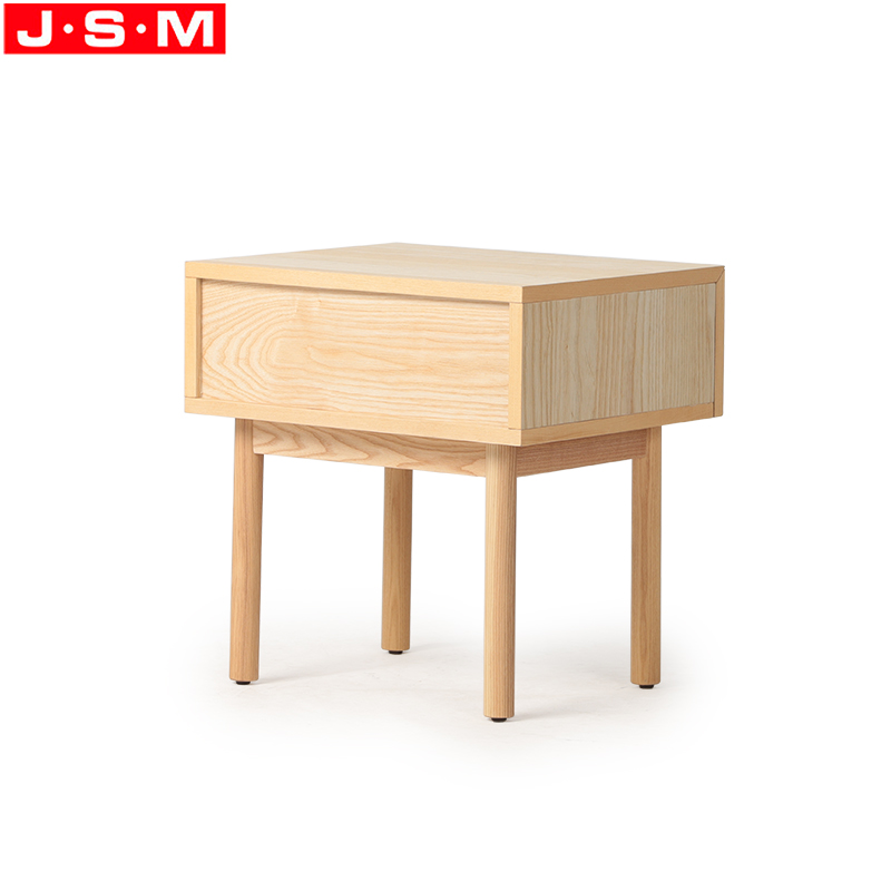 Customized Ash Wood Frame Bedroom Furniture With Storage Drawers Modern Bedside Table For Bedroom