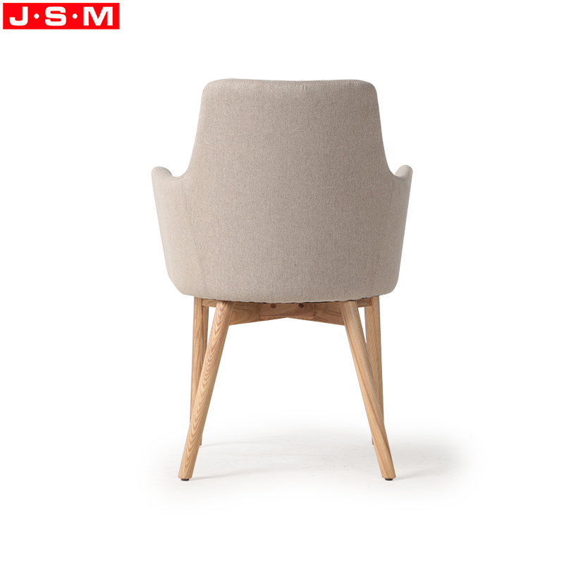 Modern Home Style Dining Chairs Elegant Fabric Upholstery Coffee Shop Ash Wood Dinning Arm Chair