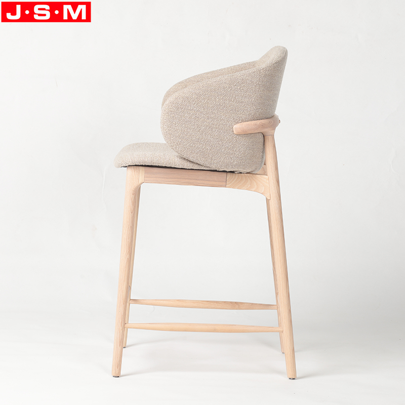 Nordic Style Fashion Home Office Bar High Back Stool Ash Timber Base Wooden High Stool