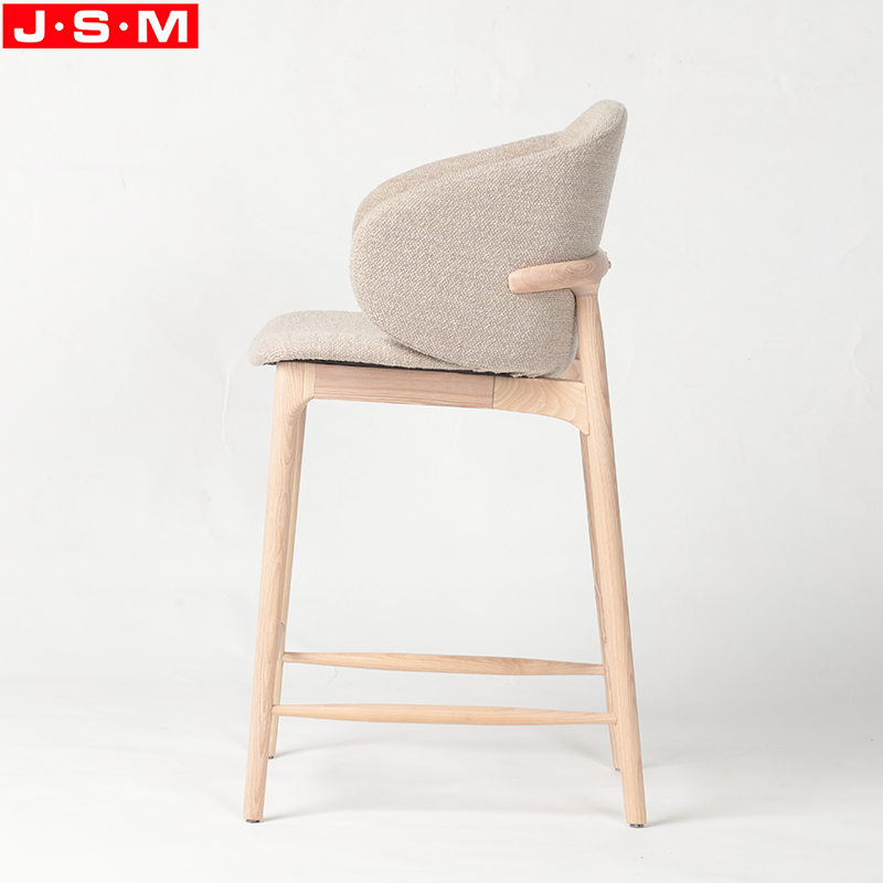 Nordic Style Fashion Home Office Bar High Back Stool Ash Timber Base Wooden High Stool
