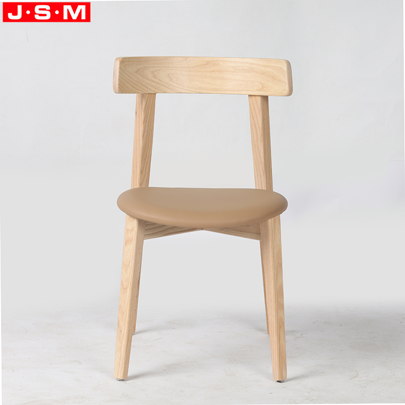 Ash Timber Frame Chairs Restaurant Cushion Back Nordic Dining Chair With Metal Leg