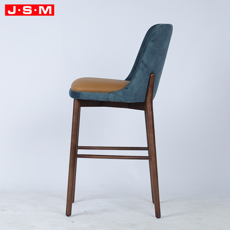 Luxury Modern Bar Chairs Stools Restaurant Nordic Breakfast Velvet Leather Wood Stool High Counter Bar Chair