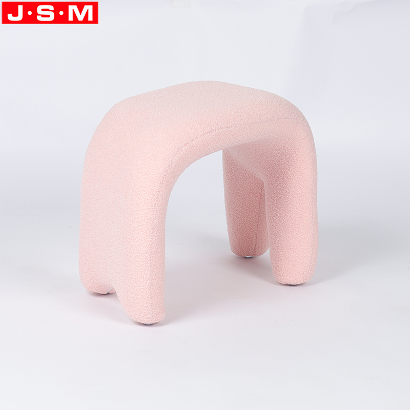 Plastic Stool Fabric Upholstery Footstool Round Stool Ottoman Wooden Frame with Fabric Or PU Upholstery