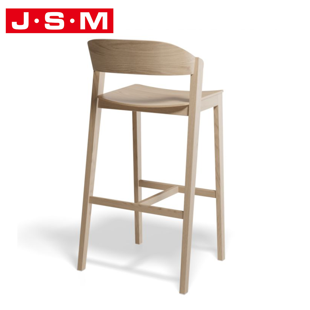 Brown Wood Veneer Metal Ash Timber Frame Seat High Chair Modern Bar Stools