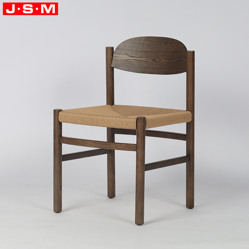 Sillas Comedor Paper Rope Seat Restaurant Wooden Chairs Stackable Nordic Solid Wood Dining Chair