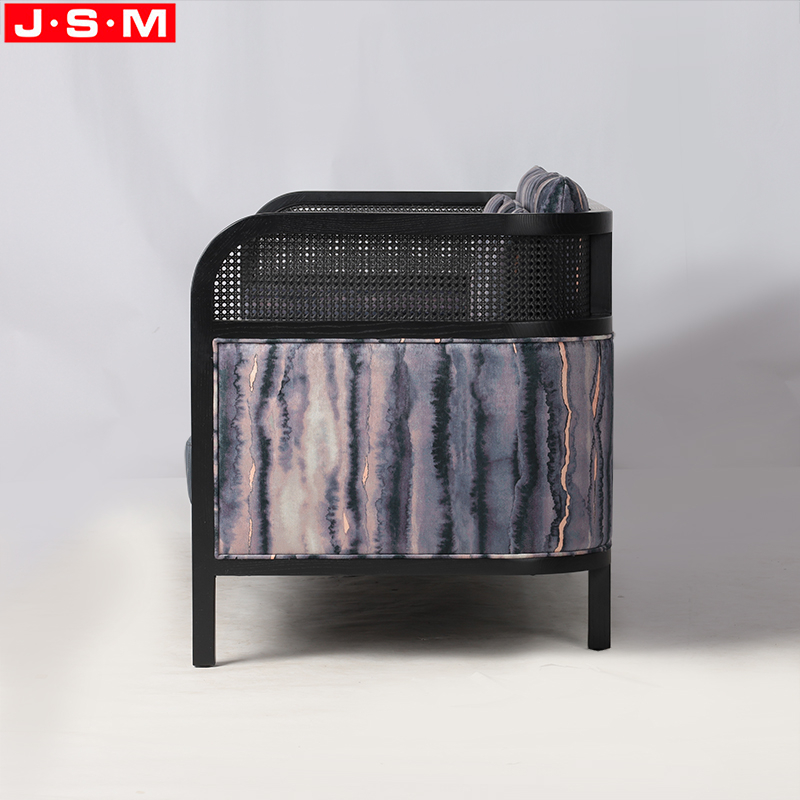 Modern New Customized Design American Ash Frame Artificial Rattan Upholstery Fabric Living Room Sofa