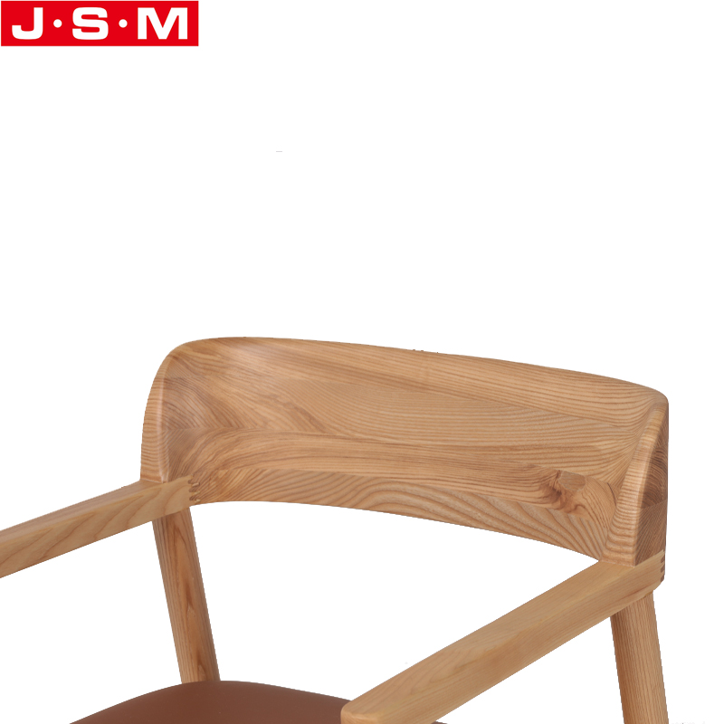 High Quality Dining Chair Ash Solid Wood Hotel Dining Chair Hard PU Leather Woven Seat