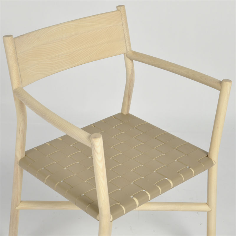 2022 New Designer Cream Caramel Leather Room Furniture Dining Chair With Arms