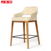 Modern Nordic Style Furniture Grey High Wood Gold Back Bar Stool With Arm