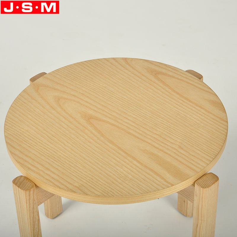 Simple Wooden Stackable No Backrest Low Bar Stool Without Footrest