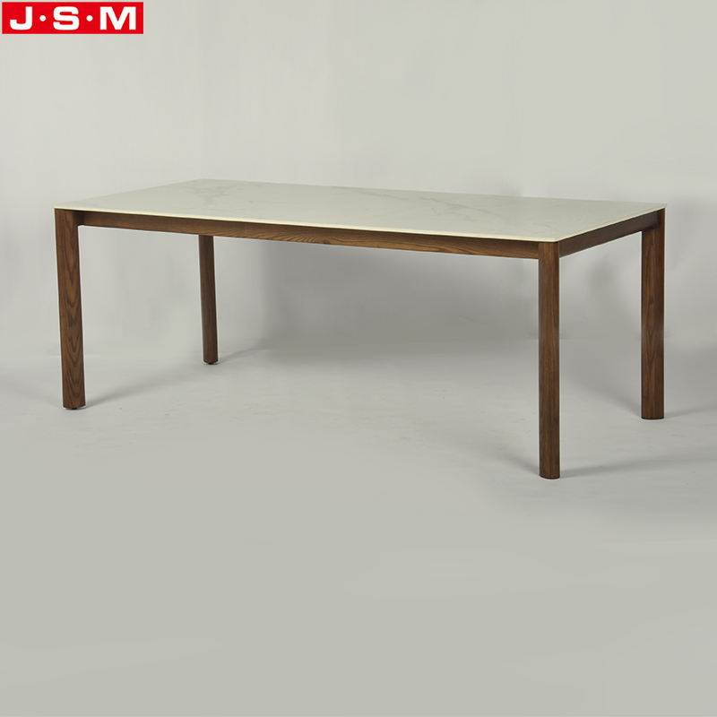 Modern Luxury Rock Slab Table Top Patio Restaurant Ash Timber Base Big Dining Table
