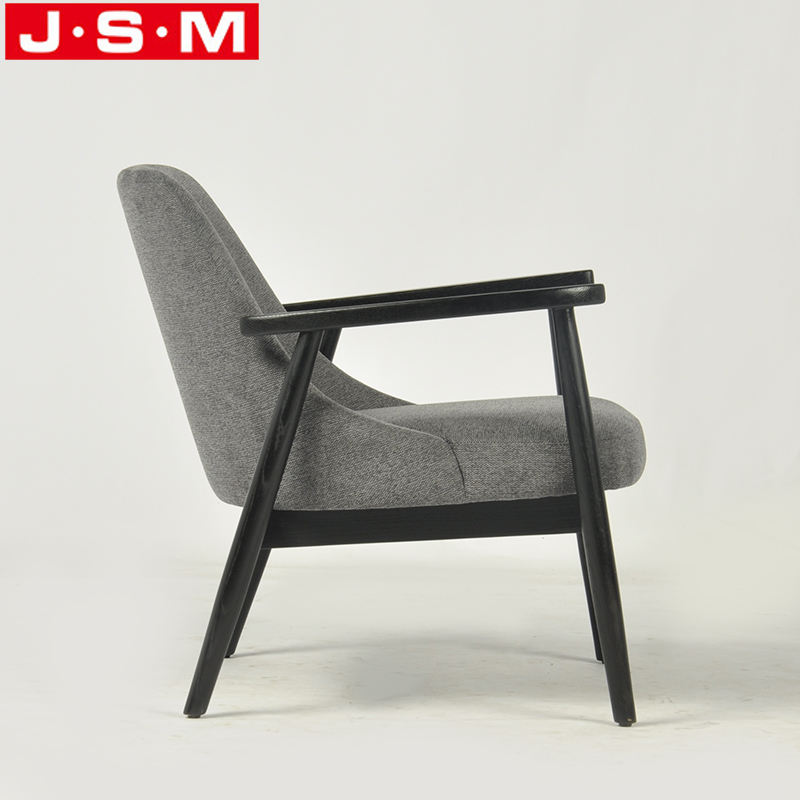 Customizable Dark Gray Leisure Chair Wooden Frame Upholstered Ash Timber Base Lounge Armchairs