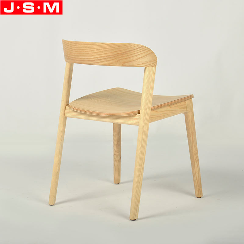 Modern Office Building Bathroom Living Room Ash Timber Frame Dining Chairs Without Armrests