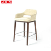 Modern Nordic Style Furniture Grey High Wood Gold Back Bar Stool With Arm