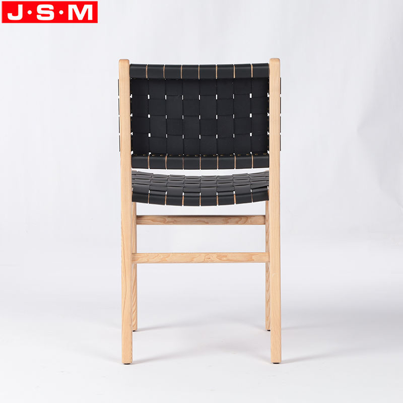 Classic Modern Design Black Woven Belt Ash Frame Dining Chairs