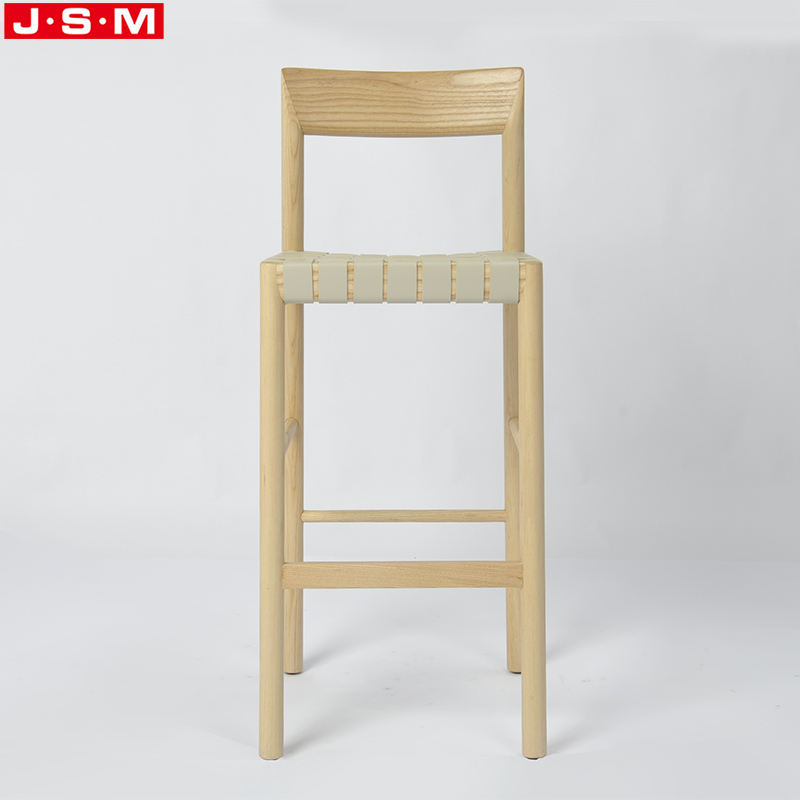 Industrial Design Outdoor Kitchen High Solid Wooden Leg White Bar Stool