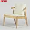 New Design Comfortable Wabi-Sabi Style Pure Color Upholstery Wooden Armchair For Living Room