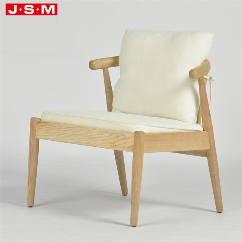 New Design Comfortable Wabi-Sabi Style Pure Color Upholstery Wooden Armchair For Living Room