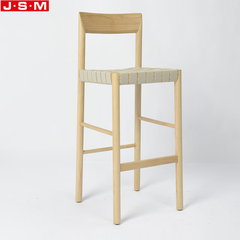 Industrial Design Outdoor Kitchen High Solid Wooden Leg White Bar Stool