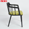 Modern Solid Wooden Black Outdoor Coffee Garden Low Back Dining Chair