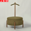 Good Quality Space Saving Round Wooden Frame With Foam And Fabric Ottoman Stool