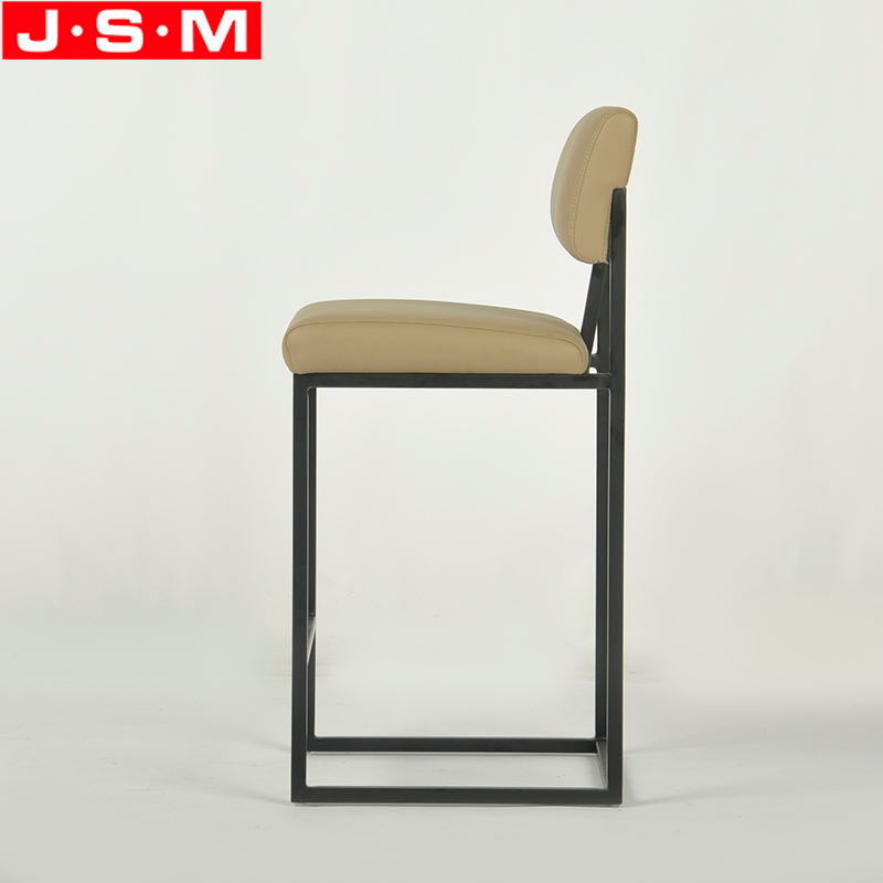 Wooden Frame Metal Base High Bar Chair Barstool Brown Bar Stools For Kitchen Dining