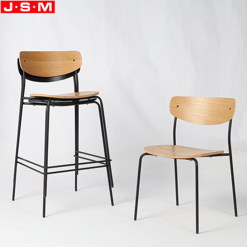 Simple Design Dining Chair Plywood Metal Frame Dining Chair Can Stackable